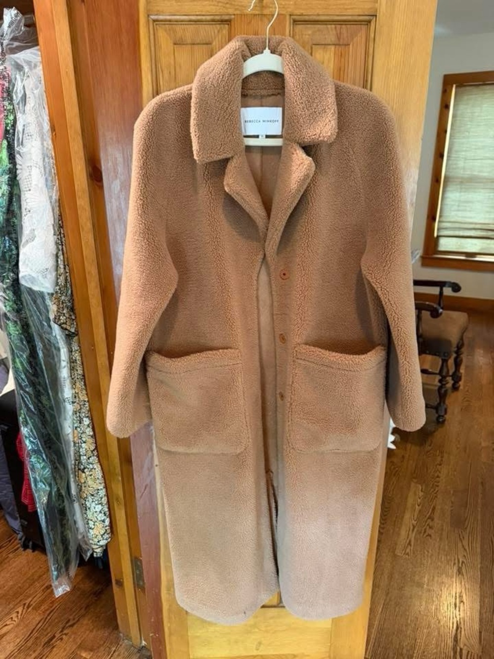 Rebecca Minkoff Plush Teddy Coat in Camel Brown